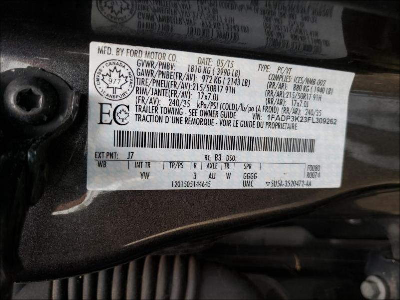 Photo 9 VIN: 1FADP3K23FL309262 - FORD FOCUS SE 