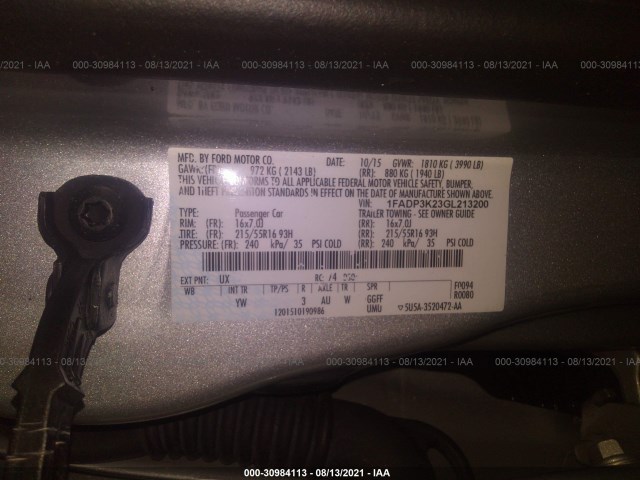 Photo 8 VIN: 1FADP3K23GL213200 - FORD FOCUS 