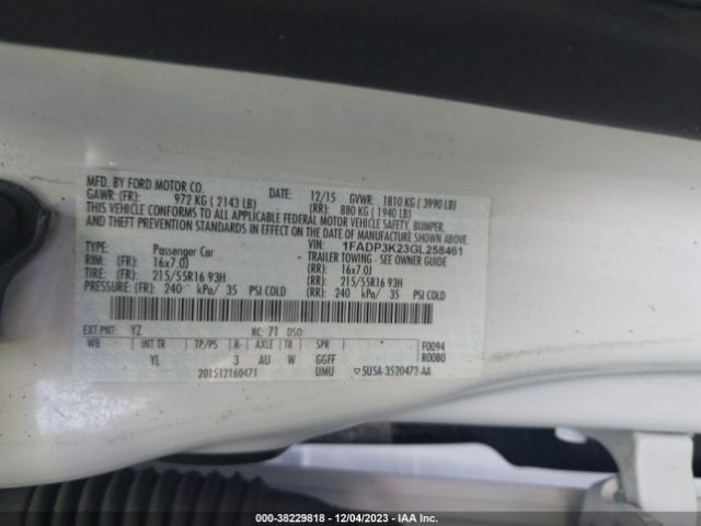 Photo 8 VIN: 1FADP3K23GL258461 - FORD FOCUS 