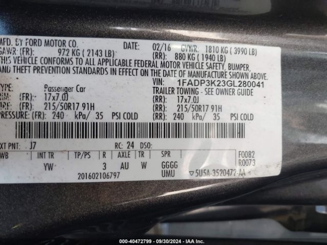 Photo 8 VIN: 1FADP3K23GL280041 - FORD FOCUS 