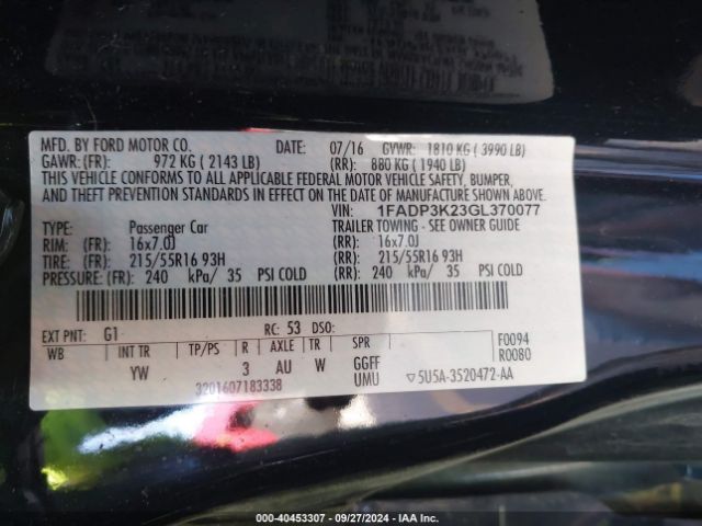 Photo 8 VIN: 1FADP3K23GL370077 - FORD FOCUS 