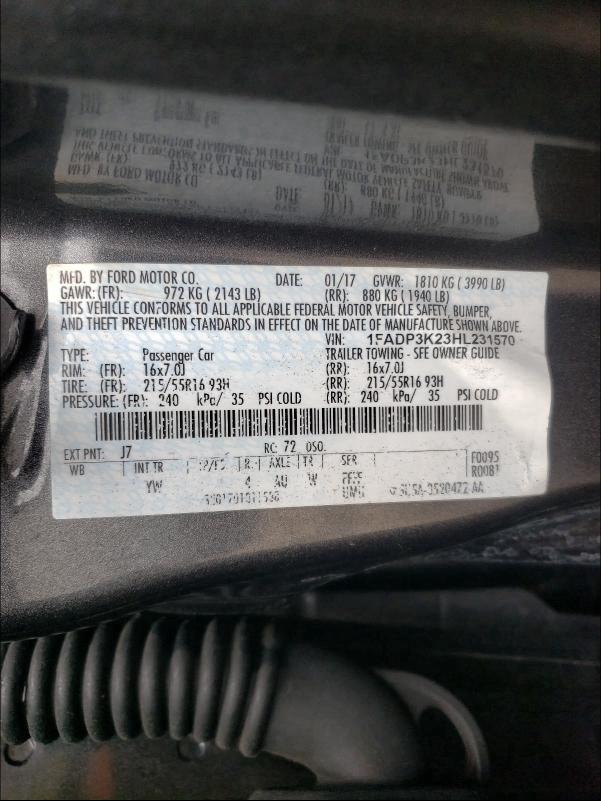 Photo 9 VIN: 1FADP3K23HL231570 - FORD FOCUS SE 