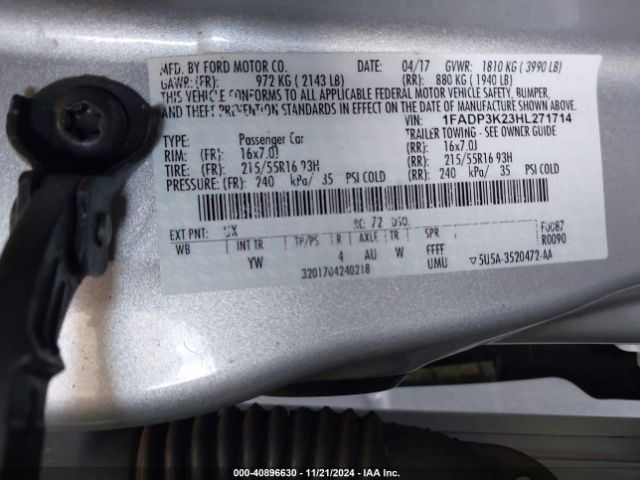 Photo 8 VIN: 1FADP3K23HL271714 - FORD FOCUS 