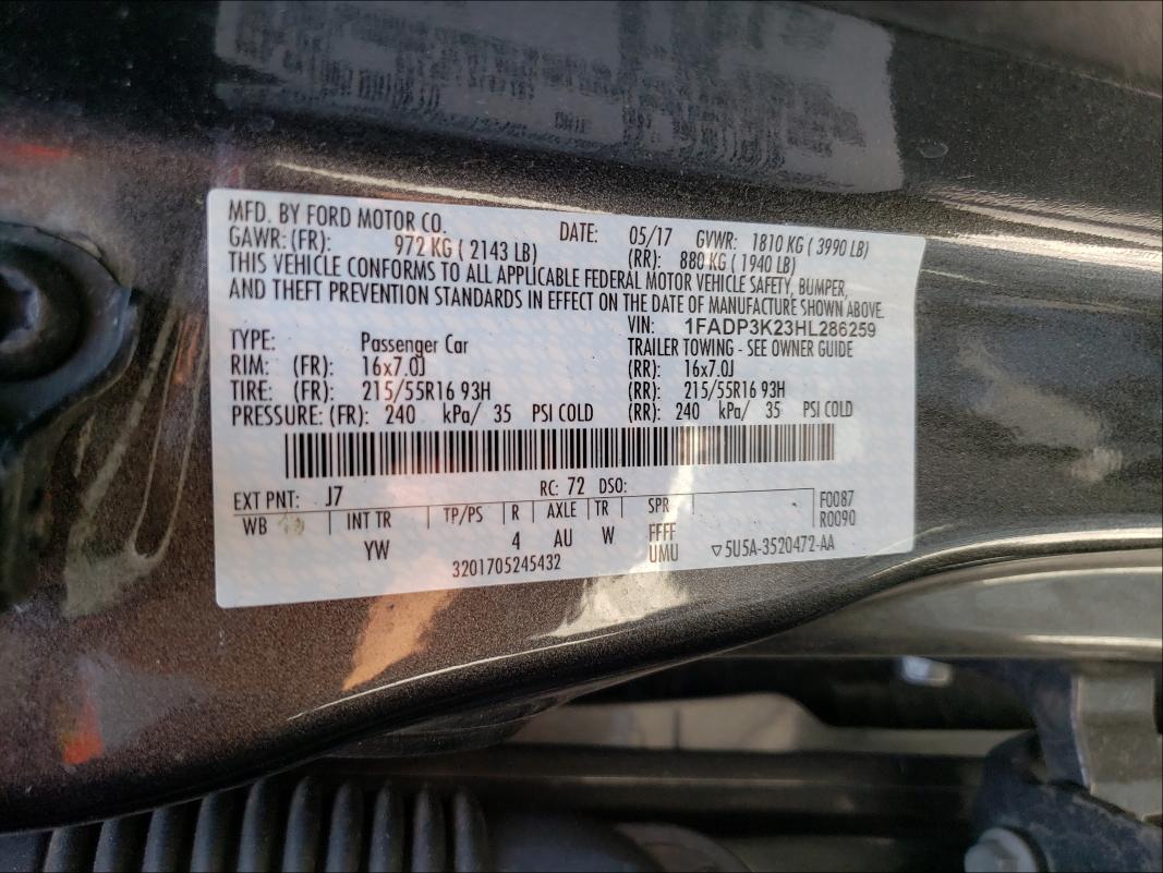 Photo 9 VIN: 1FADP3K23HL286259 - FORD FOCUS SE 