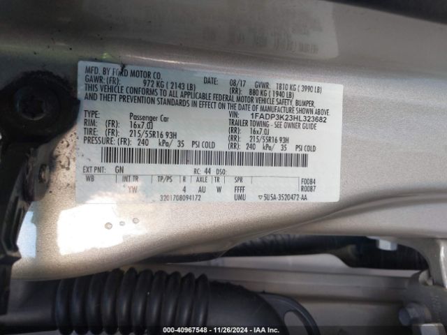 Photo 8 VIN: 1FADP3K23HL323682 - FORD FOCUS 