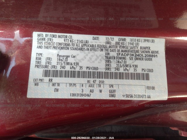 Photo 8 VIN: 1FADP3K24DL208891 - FORD FOCUS 