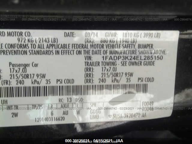 Photo 8 VIN: 1FADP3K24EL285150 - FORD FOCUS 