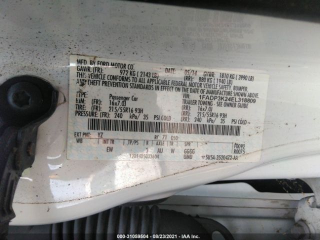 Photo 8 VIN: 1FADP3K24EL318809 - FORD FOCUS 