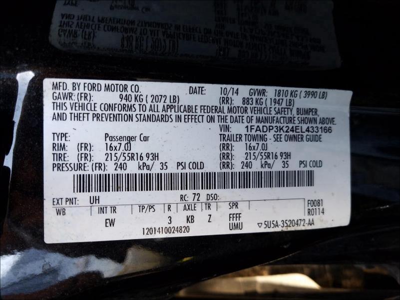 Photo 9 VIN: 1FADP3K24EL433166 - FORD FOCUS SE 