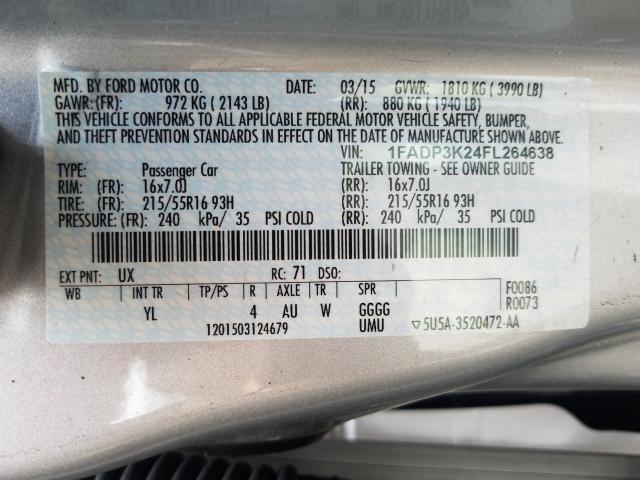 Photo 9 VIN: 1FADP3K24FL264638 - FORD FOCUS SE 