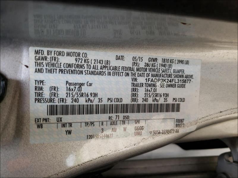 Photo 9 VIN: 1FADP3K24FL315877 - FORD FOCUS SE 