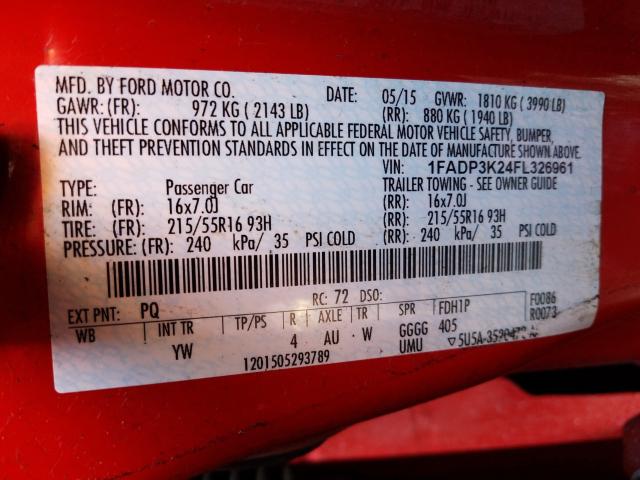 Photo 9 VIN: 1FADP3K24FL326961 - FORD FOCUS SE 