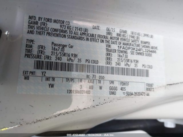 Photo 8 VIN: 1FADP3K24FL329486 - FORD FOCUS 