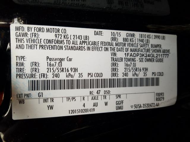 Photo 9 VIN: 1FADP3K24GL211777 - FORD FOCUS SE 