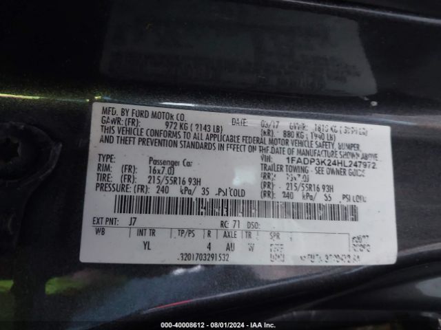 Photo 8 VIN: 1FADP3K24HL247972 - FORD FOCUS 