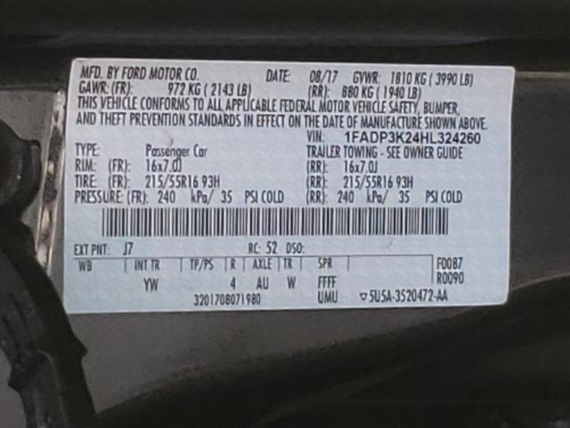 Photo 9 VIN: 1FADP3K24HL324260 - FORD FOCUS SE 