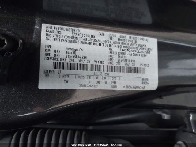 Photo 8 VIN: 1FADP3K24JL260503 - FORD FOCUS 