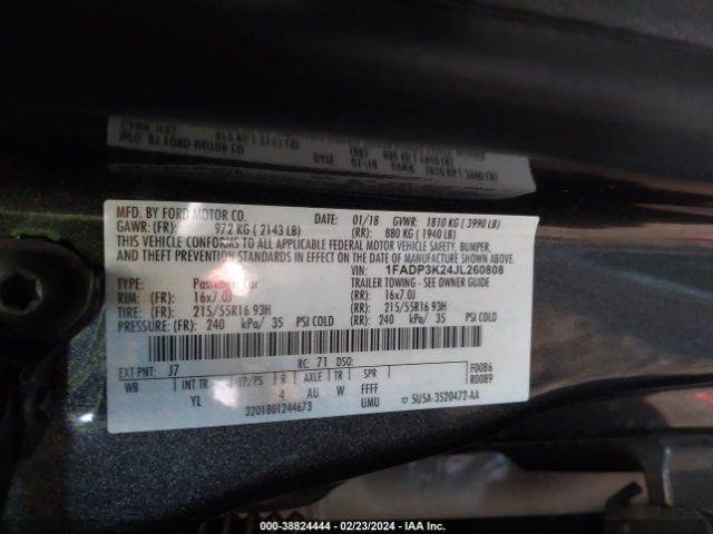 Photo 8 VIN: 1FADP3K24JL260808 - FORD FOCUS 