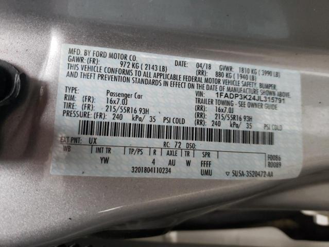 Photo 9 VIN: 1FADP3K24JL315791 - FORD FOCUS SE 