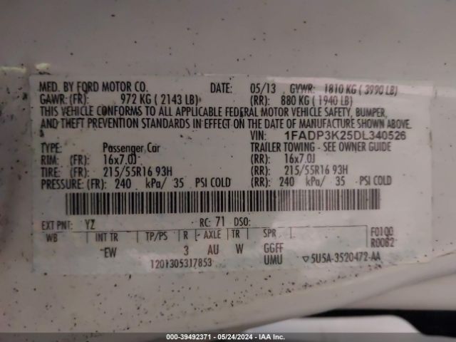 Photo 8 VIN: 1FADP3K25DL340526 - FORD FOCUS 