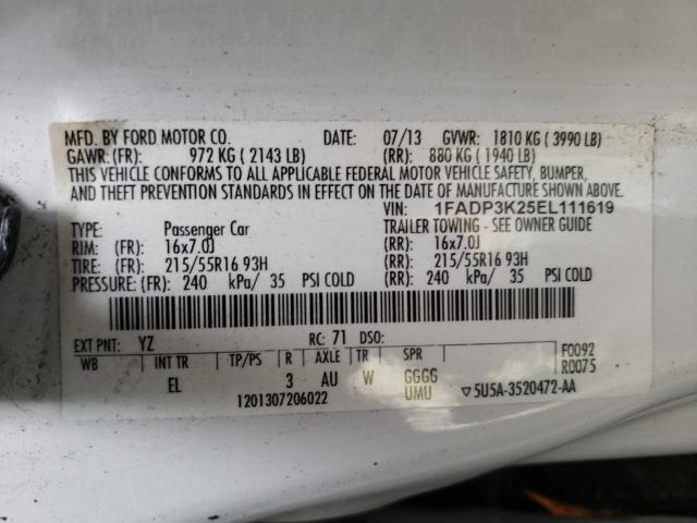 Photo 9 VIN: 1FADP3K25EL111619 - FORD FOCUS SE 