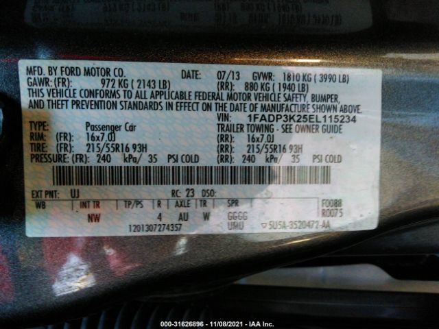 Photo 8 VIN: 1FADP3K25EL115234 - FORD FOCUS 