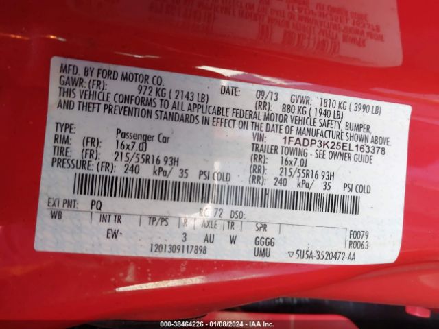 Photo 8 VIN: 1FADP3K25EL163378 - FORD FOCUS 