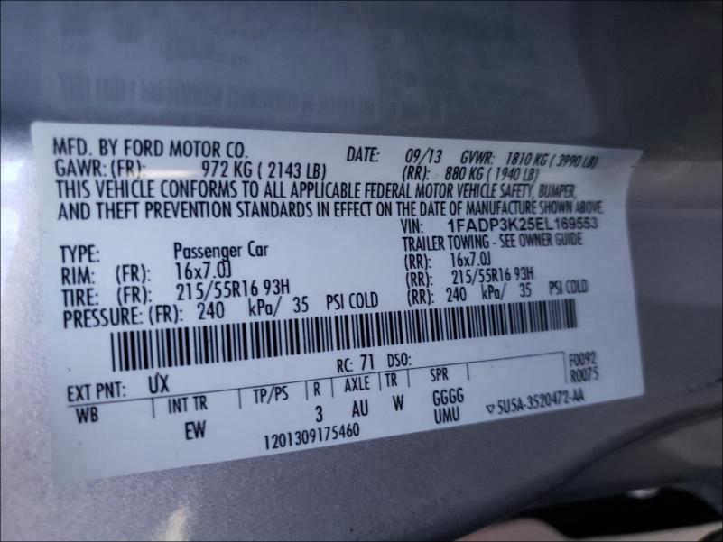 Photo 9 VIN: 1FADP3K25EL169553 - FORD FOCUS SE 