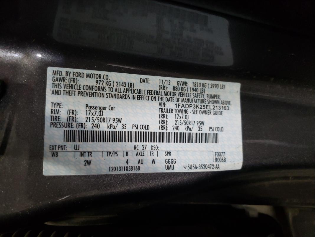 Photo 9 VIN: 1FADP3K25EL213163 - FORD FOCUS SE 