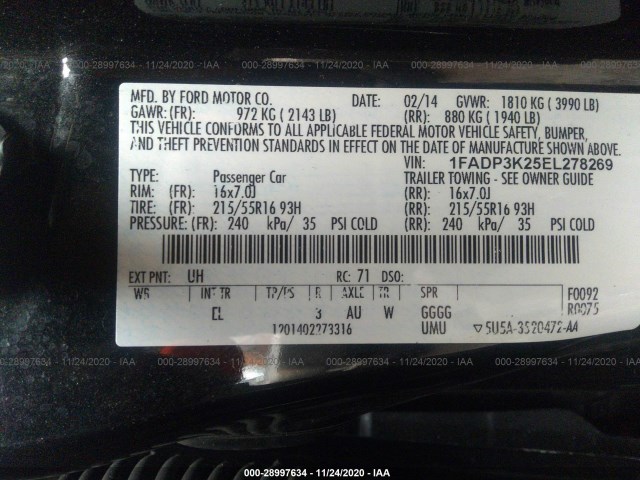 Photo 8 VIN: 1FADP3K25EL278269 - FORD FOCUS 