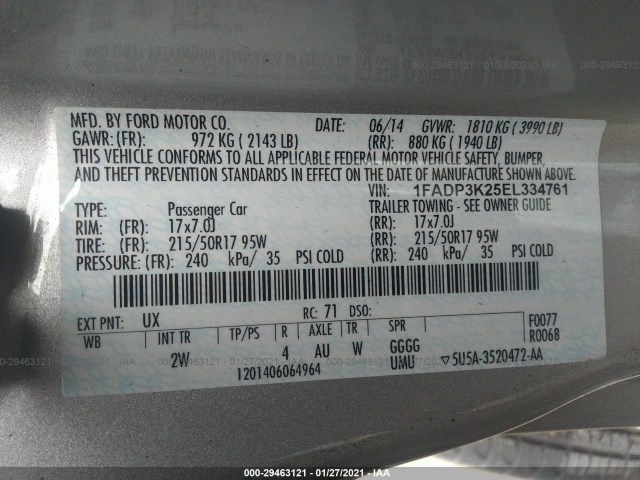 Photo 8 VIN: 1FADP3K25EL334761 - FORD FOCUS 