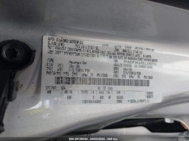 Photo 8 VIN: 1FADP3K25EL335733 - FORD FOCUS 