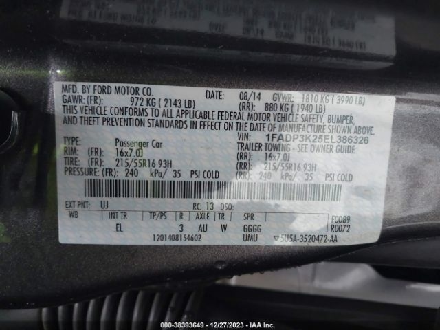 Photo 8 VIN: 1FADP3K25EL386326 - FORD FOCUS 