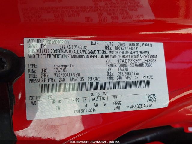 Photo 8 VIN: 1FADP3K25FL213553 - FORD FOCUS 