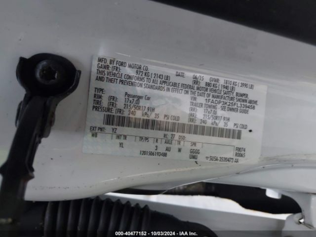 Photo 8 VIN: 1FADP3K25FL339458 - FORD FOCUS 