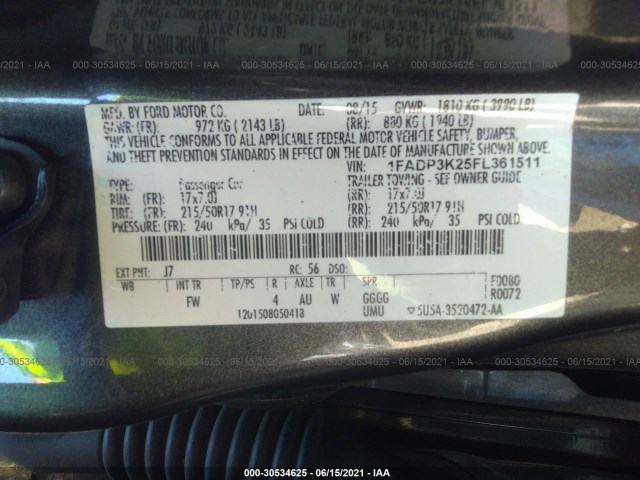 Photo 8 VIN: 1FADP3K25FL361511 - FORD FOCUS 