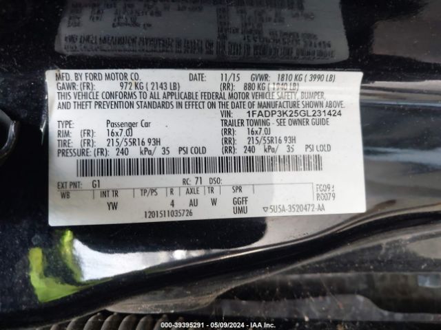 Photo 8 VIN: 1FADP3K25GL231424 - FORD FOCUS 