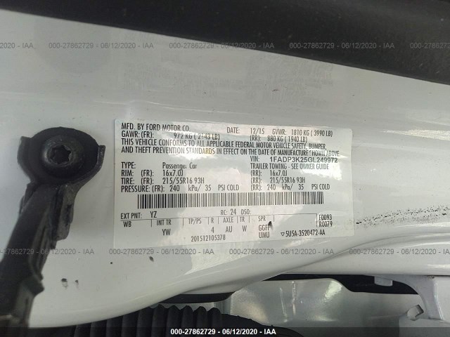 Photo 8 VIN: 1FADP3K25GL249972 - FORD FOCUS 