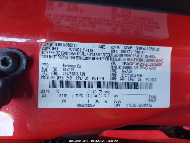 Photo 8 VIN: 1FADP3K25GL283488 - FORD FOCUS 