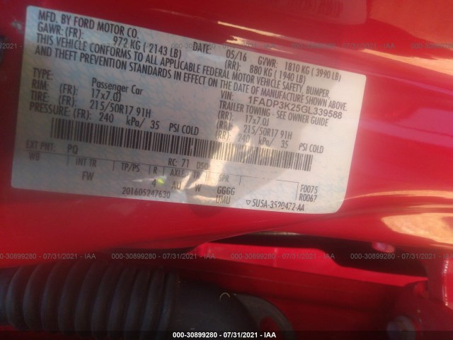 Photo 8 VIN: 1FADP3K25GL339588 - FORD FOCUS 