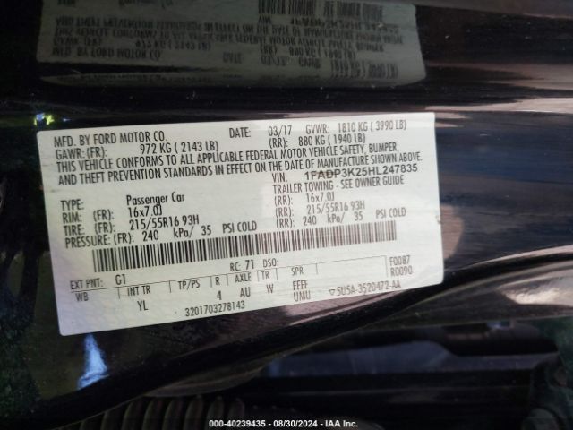 Photo 8 VIN: 1FADP3K25HL247835 - FORD FOCUS 