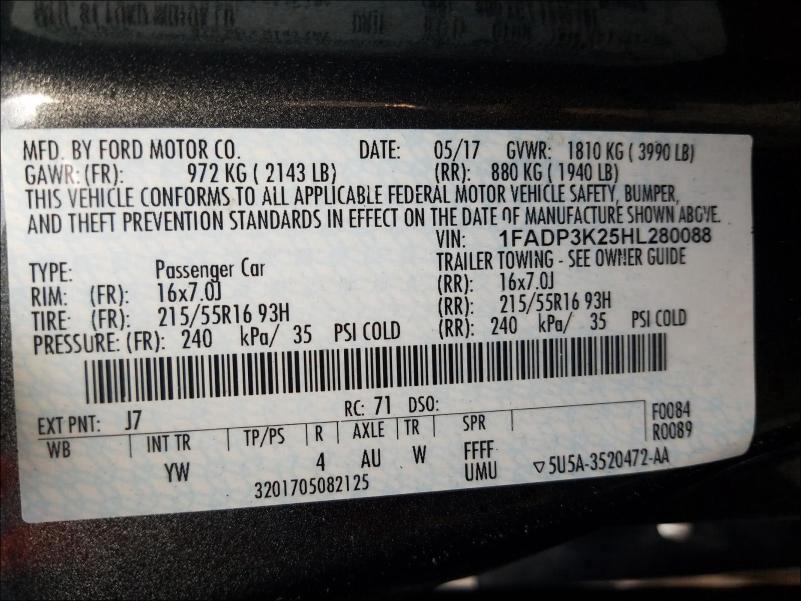 Photo 9 VIN: 1FADP3K25HL280088 - FORD FOCUS 