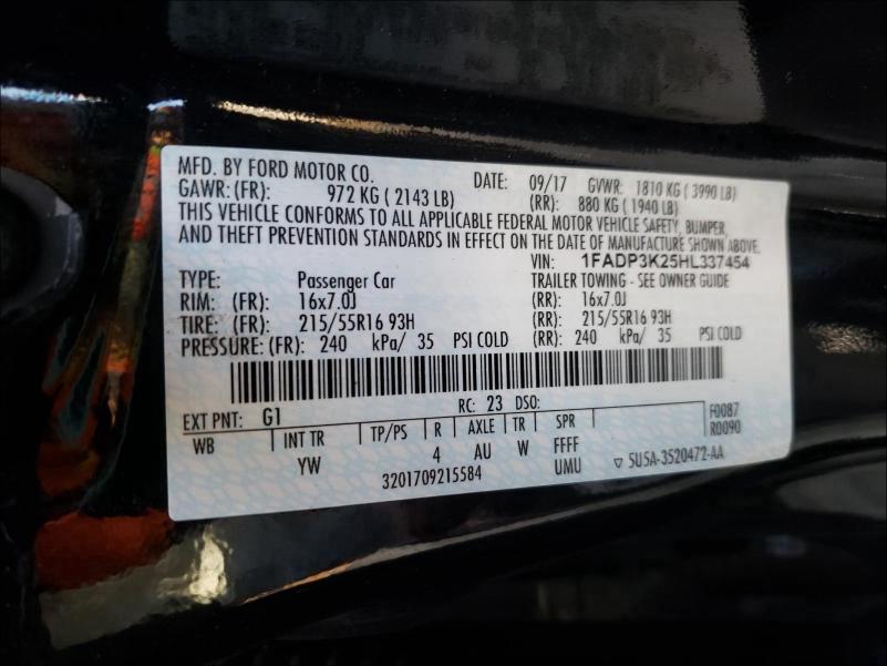 Photo 9 VIN: 1FADP3K25HL337454 - FORD FOCUS SE 