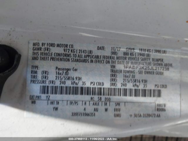 Photo 8 VIN: 1FADP3K25JL217238 - FORD FOCUS 