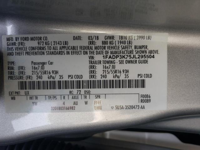 Photo 11 VIN: 1FADP3K25JL295504 - FORD FOCUS SE 