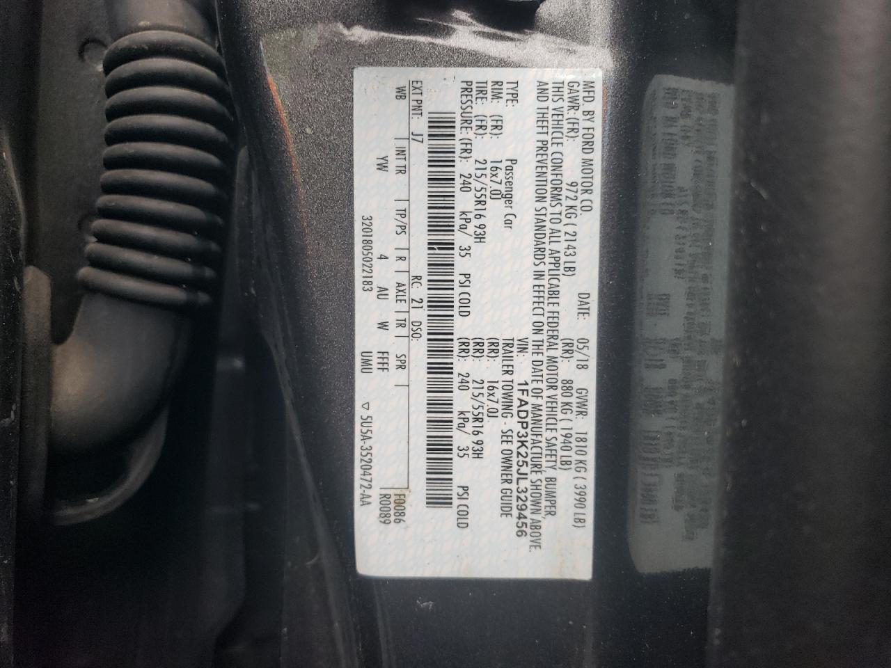 Photo 12 VIN: 1FADP3K25JL329456 - FORD FOCUS 