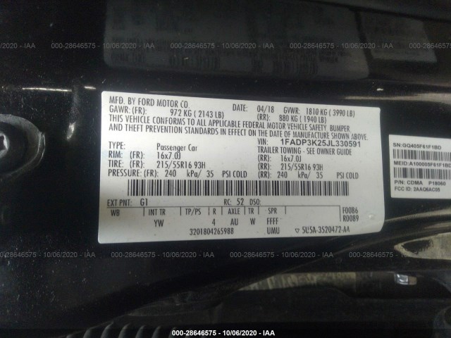 Photo 8 VIN: 1FADP3K25JL330591 - FORD FOCUS 