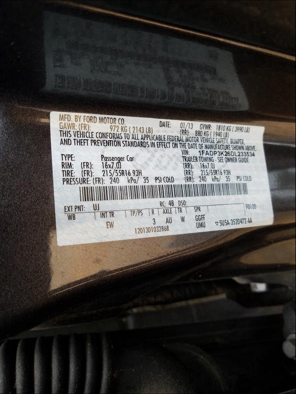 Photo 9 VIN: 1FADP3K26DL233534 - FORD FOCUS SE 