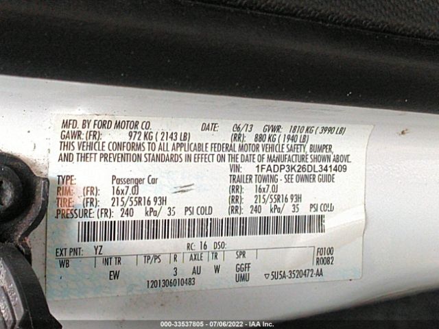 Photo 8 VIN: 1FADP3K26DL341409 - FORD FOCUS 