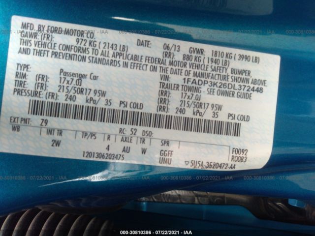 Photo 8 VIN: 1FADP3K26DL372448 - FORD FOCUS 